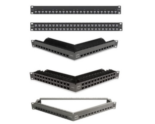 SIEMON COMPANY  ZS-PNL-24E               Copper, Patch Panel, ZMAX, Empty, Shielded, 24 Openings, Flat, 1U, Black, Fixed Wire Manager