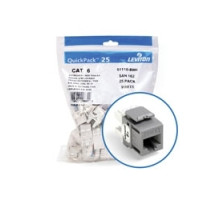 LEVITON  61110-BG6               eXtreme 6+ QuickPort Connector Quickpack, Category 6, 25-pack, Grey