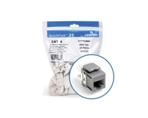 LEVITON  61110-BG6               eXtreme 6+ QuickPort Connector Quickpack, Category 6, 25-pack, Grey