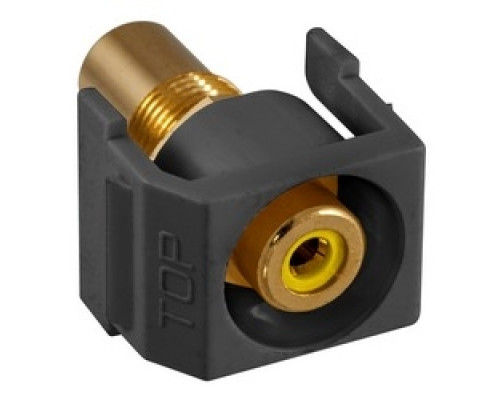 HUBBELL PREMISE WIRING  SFRCYRBK               Recessed RCA Connector, YellowInsulator, Black Housing