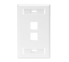 LEVITON  42080-2WS               QuickPort Wallplate with ID Window, Single Gang, 2-Port, White