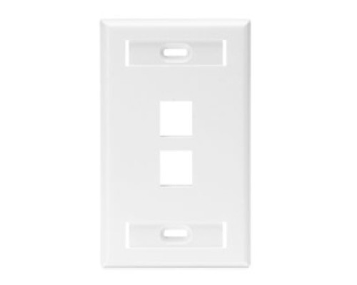 LEVITON  42080-2WS               QuickPort Wallplate with ID Window, Single Gang, 2-Port, White
