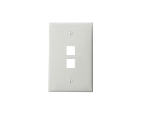 LEVITON  41091-2WN               QuickPort Midsize Wallplate, Single Gang, 2-Port, White