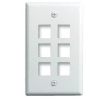 ON-Q/LEGRAND  WP3406WH               Keystone Wallplate, 1-Gang, 6-Port, 2.94