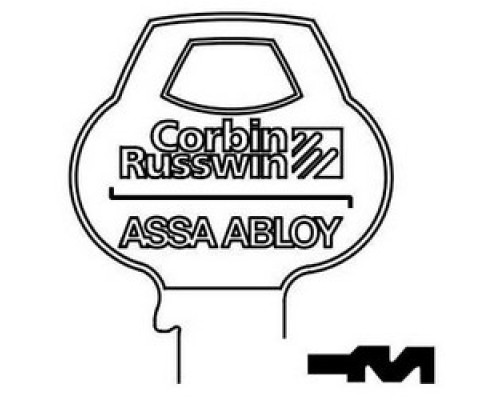 CORBIN RUSSWIN INC  59D1-6PIN-10               Door Lock Key Blank, Cylinder, Single-Section, Standard, 6-Pin, Z-Class Bitting, Coined Logo Bow