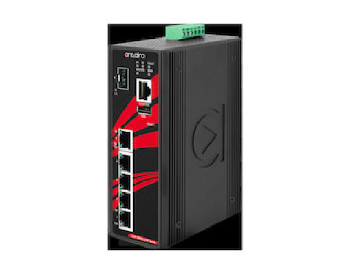 ANTAIRA TECHNOLOGIES LLC LMP-0601G-SFP-T-V2        6-Port Industrial PoE+ Gigabit Light Layer 3 Managed Ethernet Switch, w/4 10/100/1000Tx 30W/port + 1 10/100/1000Tx + 1 100/1000 SFP Slot; EOT: -40-75C, 48-55VDC- Version 2 Hardwar