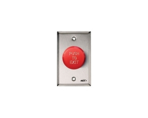 RUTHERFORD CONTROLS INTERNATIO  991-REPTD X 32D               Door Frame Pushbutton, 1-Gang, Pneumatic, 1NO/1NC, 5A at 125 VAC, 1 to 45 Second, Brushed Stainless Steel, Red