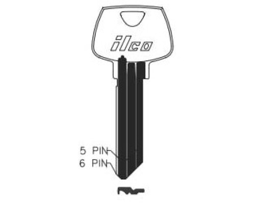 KABA ILCO CORP  01007RC NS A35  AA00017463              Cylinder Lock Key Blank, 6-Pin, Sectional, Natural Nickel Silver, 7 Price Group, For Sargent
