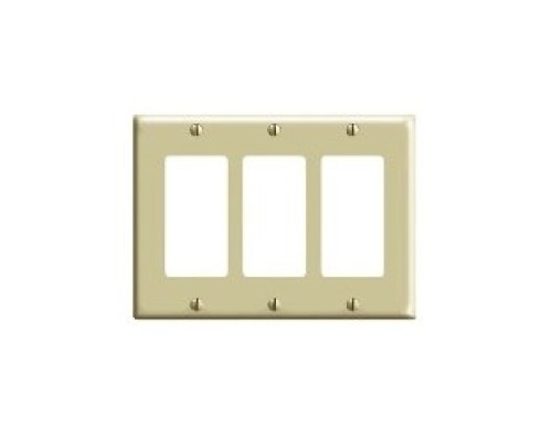 LEVITON  PJ263-I               3-gang Decora/GFCI Decora Wallplate, Midway Size - Ivory