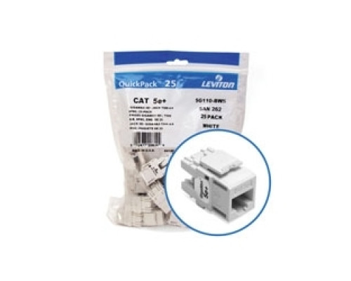 LEVITON  5G110-BW5               GigaMax 5e+ QuickPort Connector Quickpack, Category 5e, White, Pack of 25