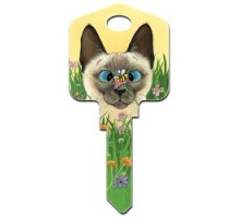 HOWARD KEYS  KW-GP1               Decorative Key Blank, Kwikset, Large Headed, Painted, Gary Patterson Bee Wildered Design, Individually Carded
