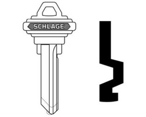 SCHLAGE ALLEGION BRAND  35-100-F        Door Lock Cylinder Key Blank, Classic, Conventional, Embossed, Standard Bow, 5-Pin Cylinder, F Keyway, Nickel Silver