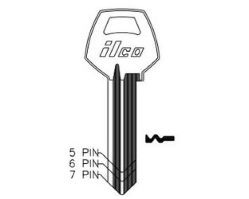 KABA ILCO CORP  A1001GRM NP A11  AA00006283              Cylinder Lock Key Blank, 6-Pin, Natural Nickel Silver, 11 Price Group, For Corbin/Russwin