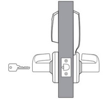 CORBIN RUSSWIN INC  CL33605-TCRNE1-NZD-626-LHR-LC-12AD-M802               Door Cylindrical Locket, Left Hand Reverse, Fail Secure, Newport, Die-Cast Zinc Lever, Brass Rose Trim, 12 Volt AC/DC, Satin Chrome, With 2000 User Proximity, Without