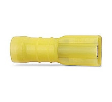 THOMAS & BETTS  10RC-2577               Vinyl Fully Insulated Female Disconnect, Wire Range #12-#10 AWG, Brass, Tin Plated, Length 1.04 Inches, Width .38 Inches, Maximum Insulation .225, Tab Size .250x.032, Yellow