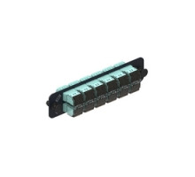 COMMSCOPE ENTERPRISE SOLUTIONS  760028209  PNL-BK-024-MFA-LC02-AQ-SHUTTERED              Fiber Adapter Panel, 1000-Type, 12 LazrSPEED Multimode Duplex LC Fiber Adapters, Aqua