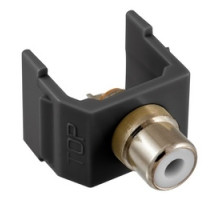 HUBBELL PREMISE WIRING  SFRCWBK               RCA Connector, Solder Termination,White Insulator, Black Housing