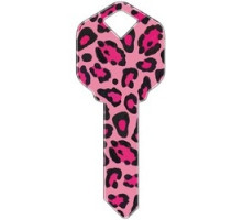 HOWARD KEYS  SC1-HK10               Decorative Key Blank, Schlage, Printed, Pink Leopard Design