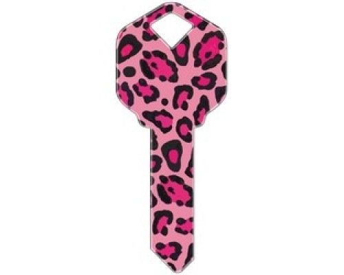 HOWARD KEYS  SC1-HK10               Decorative Key Blank, Schlage, Printed, Pink Leopard Design