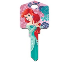 HOWARD KEYS  KW-D16               Decorative Key Blank, Kwikset, Large Headed, Painted, Disney Princess Ariel and Friends Design, Individually Carded