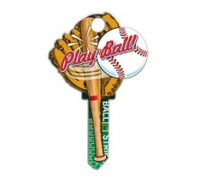 LUCKY LINE PRODUCTS INC  B120S               House Key, Schlage, Baseball, Brass, Enamel Coating, 1 each per Card