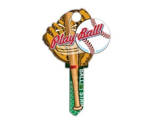 LUCKY LINE PRODUCTS INC  B120S               House Key, Schlage, Baseball, Brass, Enamel Coating, 1 each per Card