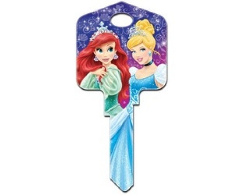 HOWARD KEYS  KW-D72               Decorative Key Blank, Kwikset, Large Headed, Painted, Disney Princesses Ariel and Cinderella Design, Individually Carded