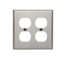 LEVITON  84016               2-gang Duplex Device Receptacle Wallplate, Standard Size, Device Mount, Stainless Steel