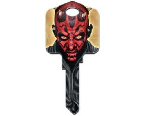 HOWARD KEYS  KW-SW5               Decorative Key Blank, Kwikset, Large Headed, Painted, Star Wars Darth Maul Design, With Metallic Ink, Individually Carded