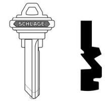 SCHLAGE ALLEGION BRAND  35-056-J        Door Lock Cylinder Key Blank, Classic, Conventional, Embossed, Standard Bow, Control, J Keyway, Nickel Silver
