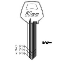 KABA ILCO CORP  A1001D1 NP A06  AL5041129B              Cylinder Lock Key Blank, 6-Pin, Sectional, Brass, Nickel Plated, 6 Price Group, For Corbin/Russwin
