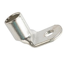 THOMAS & BETTS  M974U               Non-Insulated Tubular Ring Terminal with 90 Degree Bend, Length 2.40in, Width 1.12in, Bolt Hole 7/16in, Wire Range 4/0AN-250kcmil, Copper, Tin Plated, 50 Pack