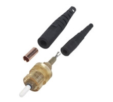 CORNING 95-050-50        UniCam Standard-Performance Connector, ST Compatible, 50 µm multimode OM2 , ceramic ferrule, logo, single pack, amber housing, black boot