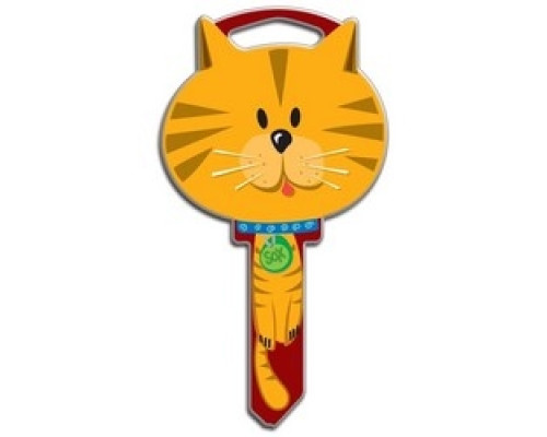 LUCKY LINE PRODUCTS INC  B115K               House Key, Kwikset, Cat, Brass, Enamel Coating, 1 each per Card