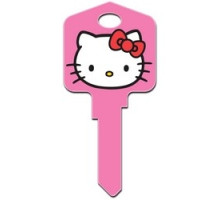 HOWARD KEYS  SC1-SR1               Decorative Key Blank, Schlage, Large Headed, Painted, Hello Kitty Design, Pink, Individually Carded