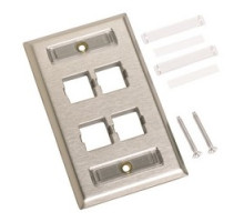 COMMSCOPE ENTERPRISE SOLUTIONS  760072207  M14SP-L              Faceplate, M14SP-L, Four Port, Single Gang, Stainless Steel, With Label