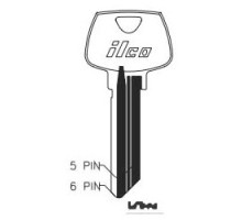 KABA ILCO CORP  01007HB NS A51  AA53808743              Cylinder Lock Key Blank, 6-Pin, Sectional, Natural Nickel Silver, 10 Price Group, For Sargent