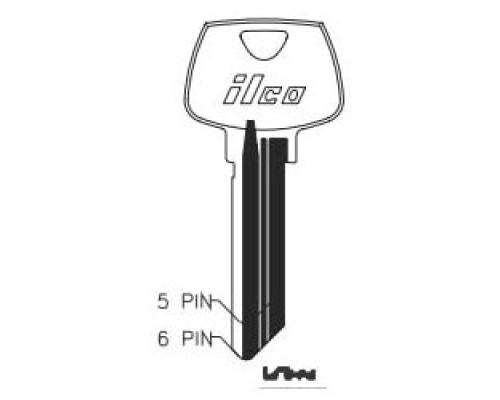 KABA ILCO CORP  01007HB NS A51  AA53808743              Cylinder Lock Key Blank, 6-Pin, Sectional, Natural Nickel Silver, 10 Price Group, For Sargent