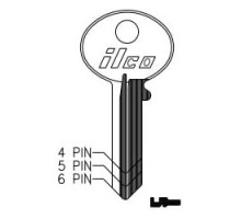 KABA ILCO CORP  1003AB NP A15  AA32047062              Cylinder Lock Key Blank, 5-Pin, Brass, Nickel Plated, 15 Price Group, For Corbin Cabinet Lock