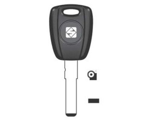 KABA ILCO CORP  SIP22-GTS NS A76  AJ00001453              Key Shell, Look-Alike, With GTI Transponder, Brass, Nickel Plated, For Fiat