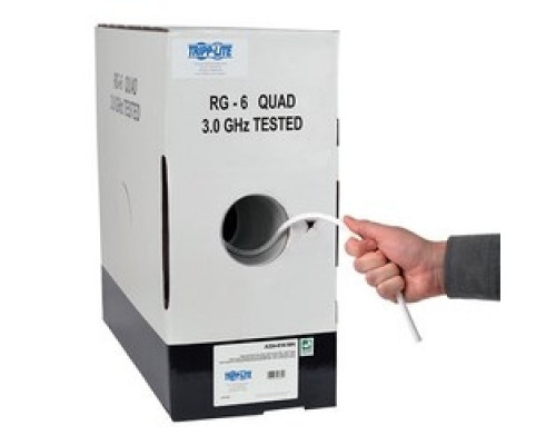 TRIPP LITE  A224-01K-WH               RG6/U Quad-Shield CMR-Rated Coaxial Cable, White, 1000 ft.