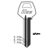 KABA ILCO CORP  A1001C2 NP A06  AL5041126B              Cylinder Lock Key Blank, 6-Pin, Sectional, Brass, Nickel Plated, 6 Price Group, For Corbin/Russwin