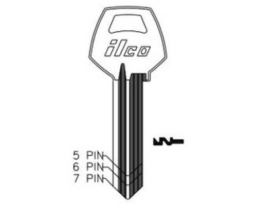 KABA ILCO CORP  A1001C2 NP A06  AL5041126B              Cylinder Lock Key Blank, 6-Pin, Sectional, Brass, Nickel Plated, 6 Price Group, For Corbin/Russwin