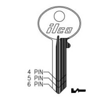 KABA ILCO CORP  1003M NP A02  IAL3204705B              Cylinder Lock Key Blank, 5-Pin, Brass, Nickel Plated, 2 Price Group, For Corbin Cabinet Lock