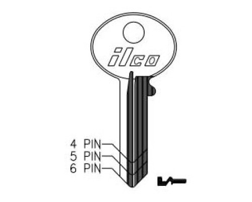 KABA ILCO CORP  1003M NP A02  IAL3204705B              Cylinder Lock Key Blank, 5-Pin, Brass, Nickel Plated, 2 Price Group, For Corbin Cabinet Lock