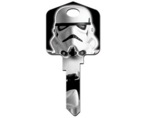 HOWARD KEYS  SC1-SW4               Decorative Key Blank, Schlage, Large Headed, Painted, Star Wars Stormtrooper Design, With Metallic Ink, Individually Carded