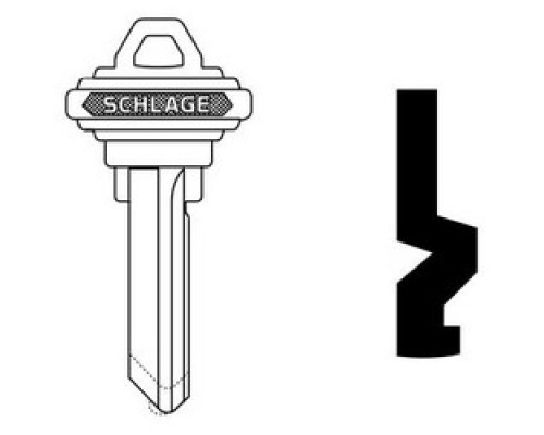 SCHLAGE ALLEGION BRAND  35-100-E        Door Lock Cylinder Key Blank, Classic, Conventional, Embossed, Standard Bow, 5-Pin Cylinder, E Keyway, Nickel Silver