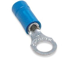 THOMAS & BETTS  RBC757               Vinyl Insulated Heavy-Duty Ring Terminal, Length 1.57in, Width 0.76in, Max Insulation 0.210, Bolt Hole 1/2in, Wire Range #16-#14 Heavy Duty AWG, Blue, Copper, Tin Plated, 500 Pack
