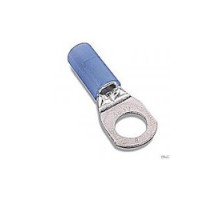 THOMAS & BETTS  RE717U               Nylon Insulated Large Ring Terminal with 90 Degree Bend, Length 1.65in, Width 0.49in, Max Insulation 0.420, Bolt Hole 1/4in, Wire Range 6, Blue, Copper, Tin Plated, 200 Pack