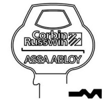 CORBIN RUSSWIN INC  59AD-6PIN-10               Door Lock Key Blank, All-Section, Standard, 6-Pin, 9 Keyway, Z-Class Bitting, Coined Logo Bow